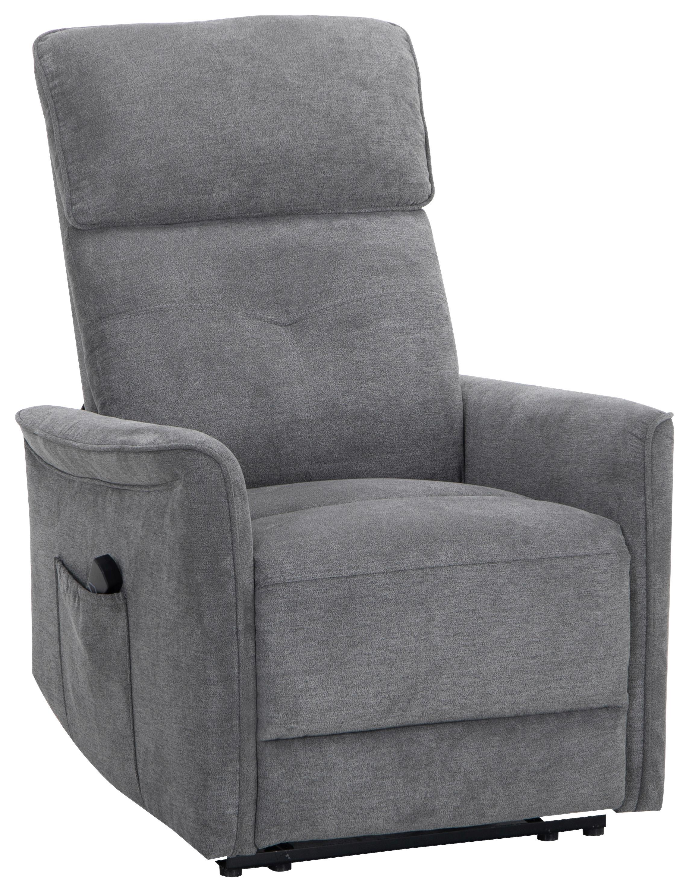 Relaxačné kreslo HEAT, sivá, vyhrievacia funkcia - sivá, Basics, kov/drevo (79/106/98cm)