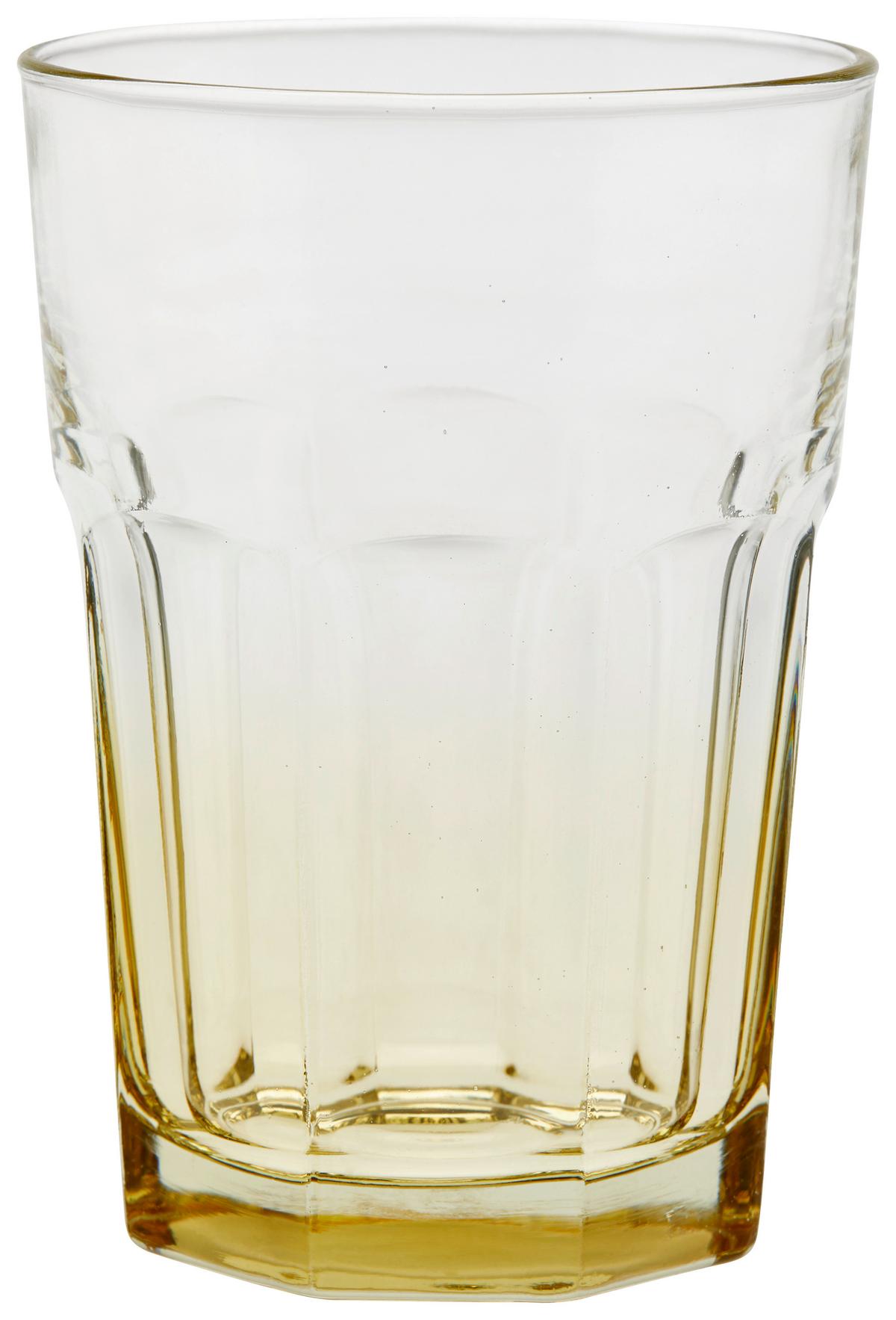 Trinkglas Andrina Versch. Farben ca. 350 ml - Gelb/Schwarz, Basics, Glas (8,5/12cm) - Luca Bessoni