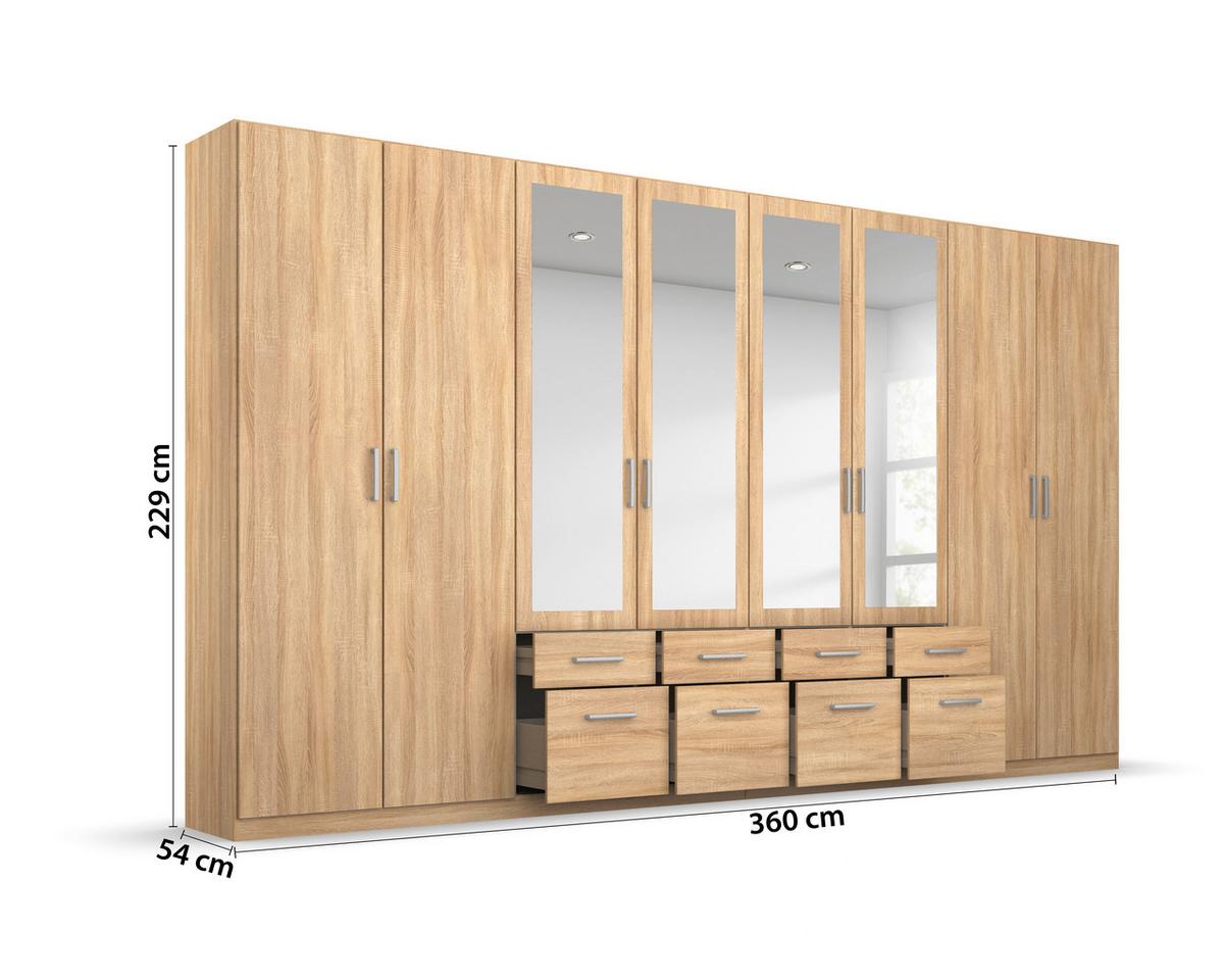 Drehtürenschrank Bingen S. Eiche D. B: 360cm - Sonoma Eiche, MODERN, Holzwerkstoff (360/229/54cm) - Rauch Möbel