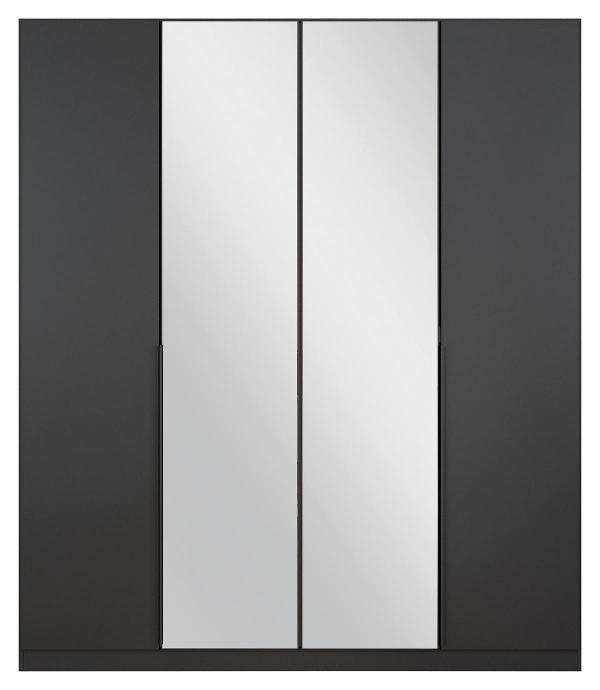 Drehtürenschrank Skyla Grau/glas B: 181 Cm - Grau, MODERN, Holzwerkstoff (181/210/54cm) - Rauch Möbel