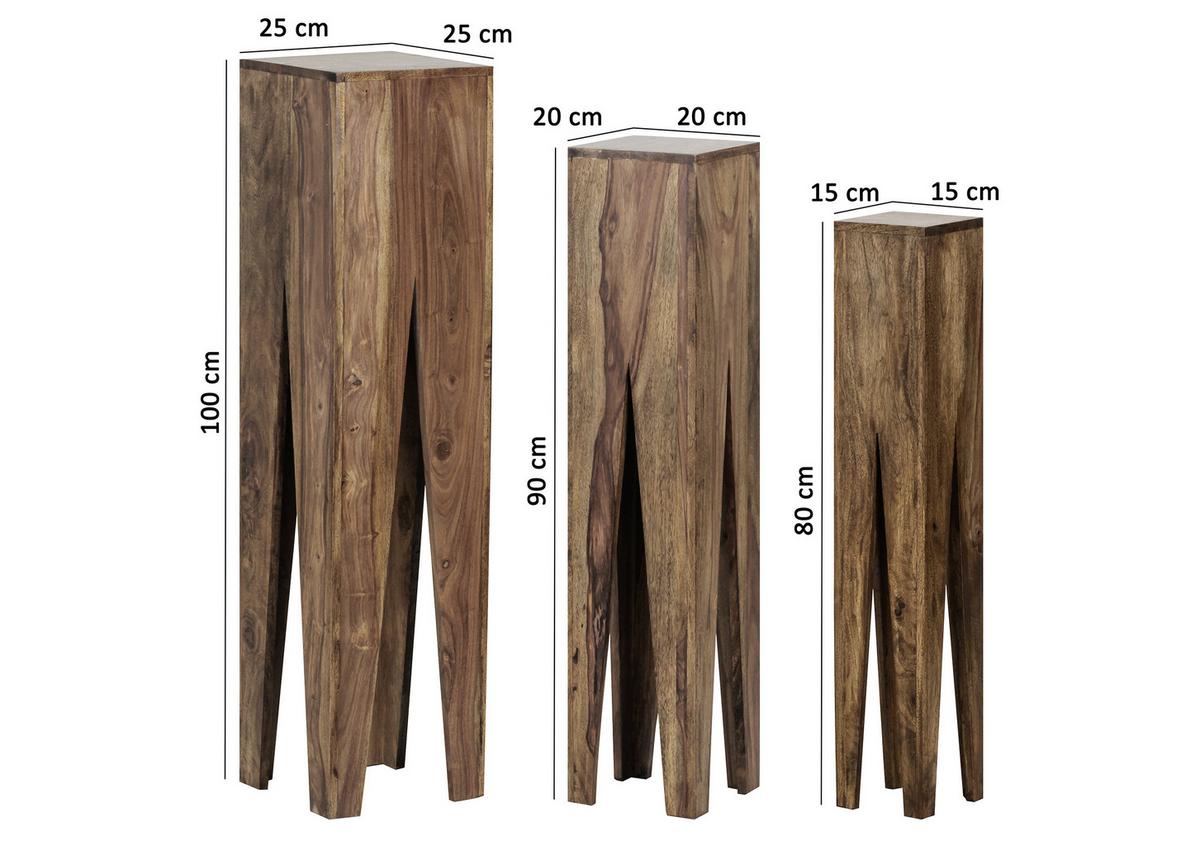Sada stolků pod květiny KADA z masivního dřeva - barvy sheesham, Design, dřevo - MID.YOU