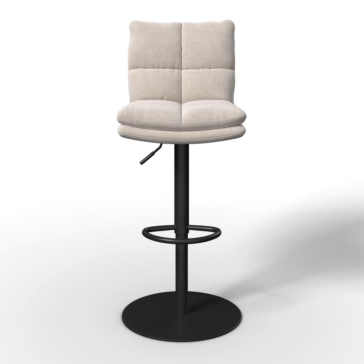 Barová stolička Caja, krémová - čierna/krémová, Modern, kov/drevo (47/87-107/49cm) - Bessagi Home