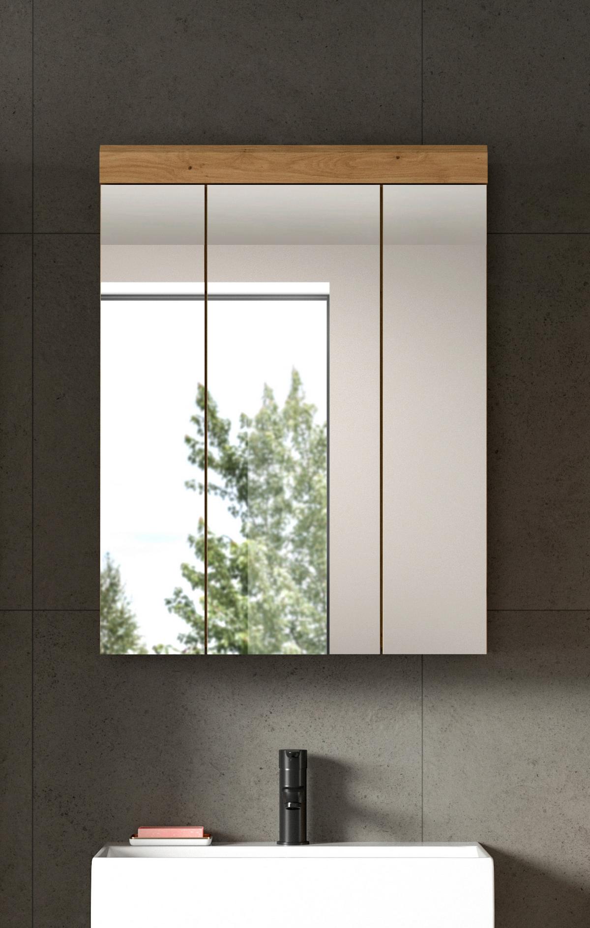 Spiegelschrank Scout Eiche Artisan Dekor B: 60cm - Eiche Artisan, Trend, Glas/Holzwerkstoff (60/79/18cm) - MID.YOU