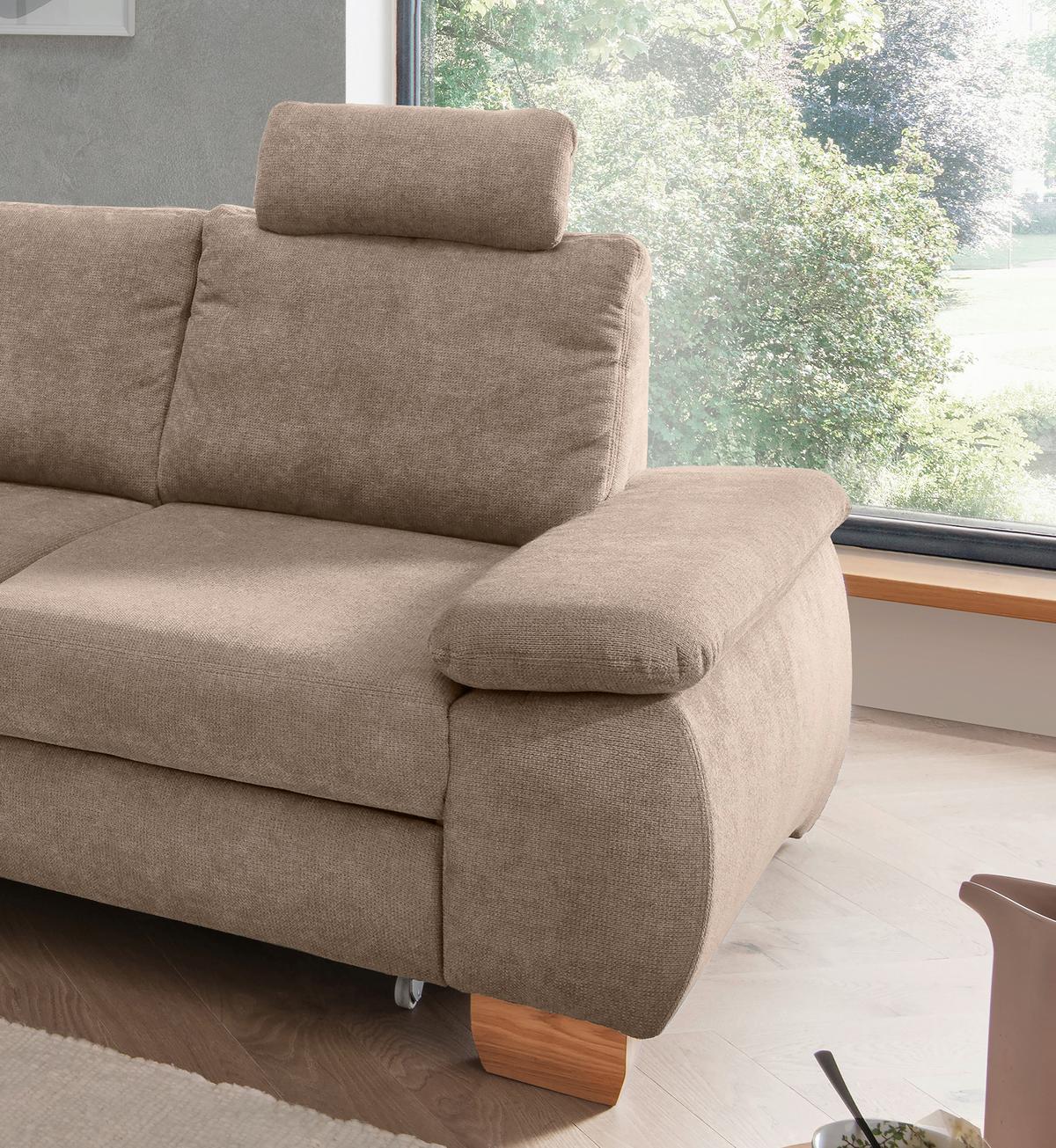 Eckschlafsofa Positano Hellbraun S: 206x261 Cm - Wildeiche/Hellbraun, MODERN, Textil (206/261cm) - Livetastic