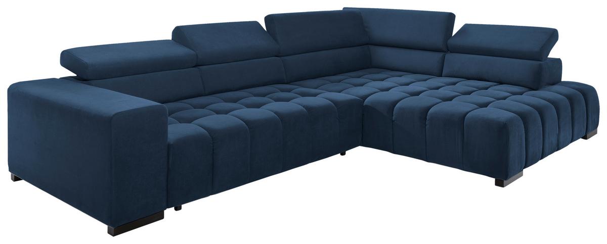 Eckschlafsofa Elias Neu Blau S: 307 Cm - Blau/Schwarz, Design, Textil (307/201cm) - Livetastic