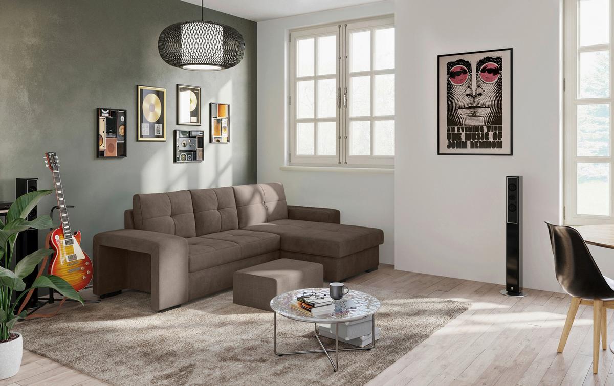 Eckschlafsofa Mattina Taupe S: 268x156 Cm - Taupe/Schwarz, MODERN, Textil (268/156cm) - MID.YOU