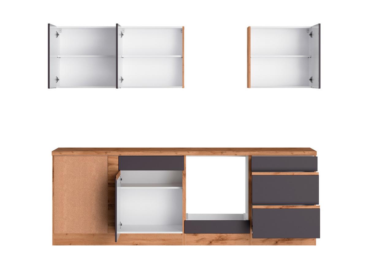 Eckküche Turin ohne Geräte 240x240 cm Grau/Eiche Dekor - Eiche Wotan/Grau, Design, Holzwerkstoff (240/240cm) - Held