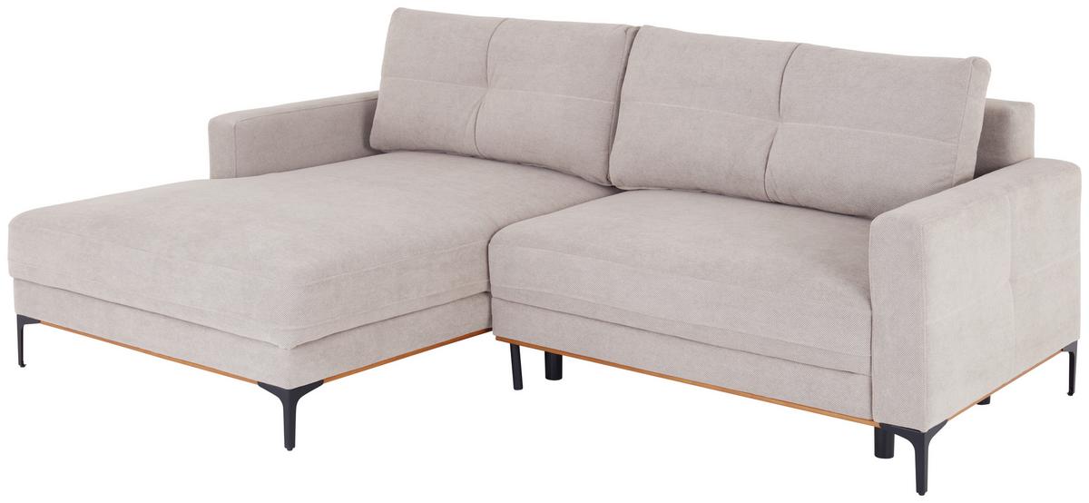Ecksofa Mit Schlaffunktion Bergamo Lattefarben - Beige/Schwarz, MODERN, Textil (162/238cm) - Ondega