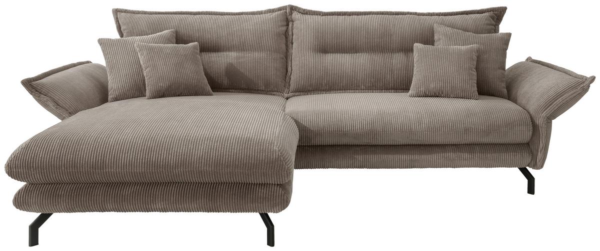 Ecksofa Lava Graubraun S: 180/255 cm - Graubraun/Schwarz, MODERN, Textil (180/255cm) - Livetastic