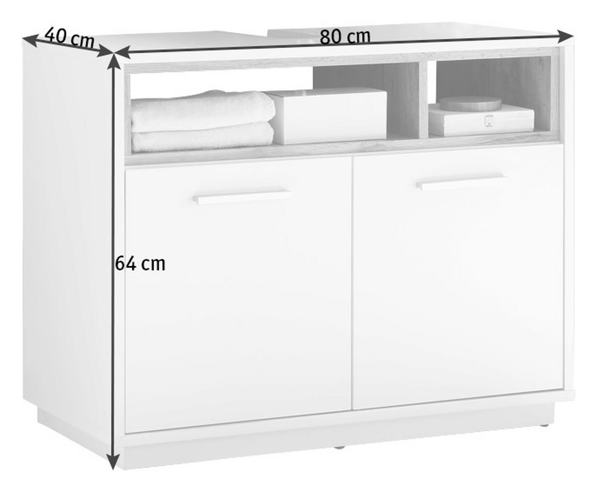 Skrinka pod umývadlo MILANO šírka: 80cm - biela/farba duba, Design, kompozitné drevo/plast (80/64/40cm) - MID.YOU