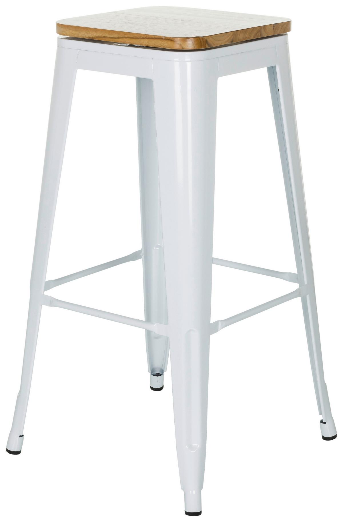 Barhocker Vantaggio High Weiß B: 44 Cm - Weiß, MODERN, Holz/Metall (44/77/44cm) - MID.YOU