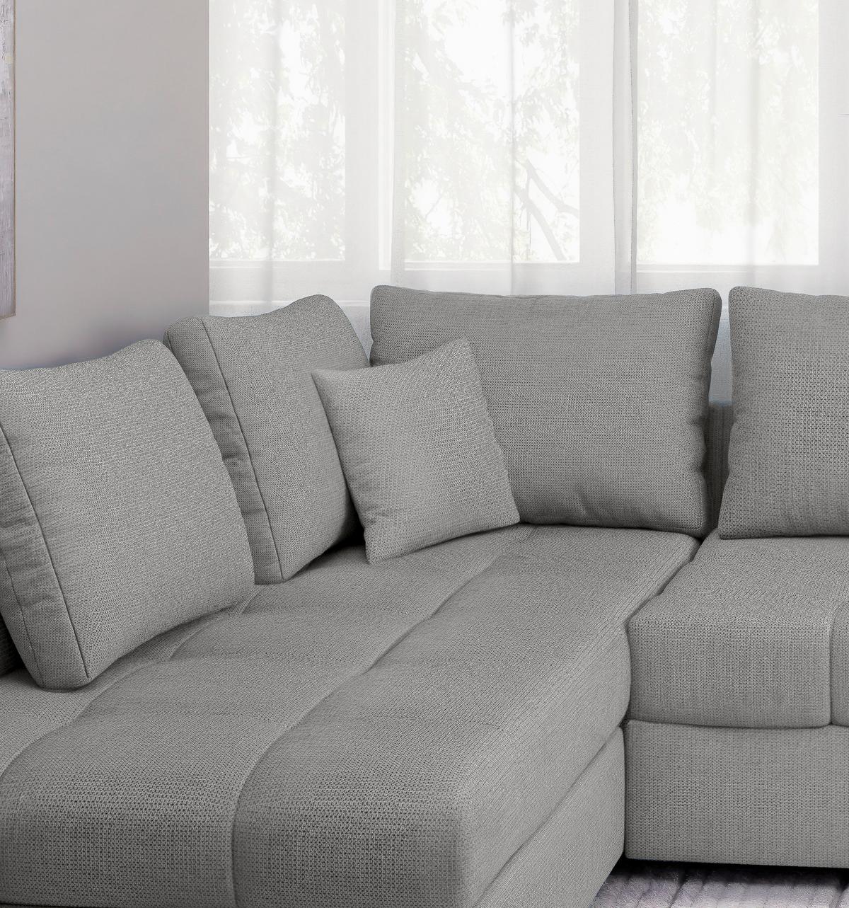 Eckschlafsofa Alvito Silberfarben S: 202x298 Cm - Silberfarben/Schwarz, MODERN, Textil (202/298cm) - MID.YOU