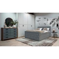 Boxspringbett Elza Graphitfarben, Lf: 180x200 cm - Graphitfarben, MODERN, Textil (180/200cm) - Livetastic