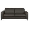 3-sitzer-sofa Aloe Mit Schlaffunktion Echtleder - Dunkelbraun/Silberfarben, Design, Leder (204/84/104cm) - Livetastic