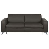 3-sitzer-sofa Aloe Mit Schlaffunktion Echtleder - Dunkelbraun/Silberfarben, Design, Leder (204/84/104cm) - Livetastic