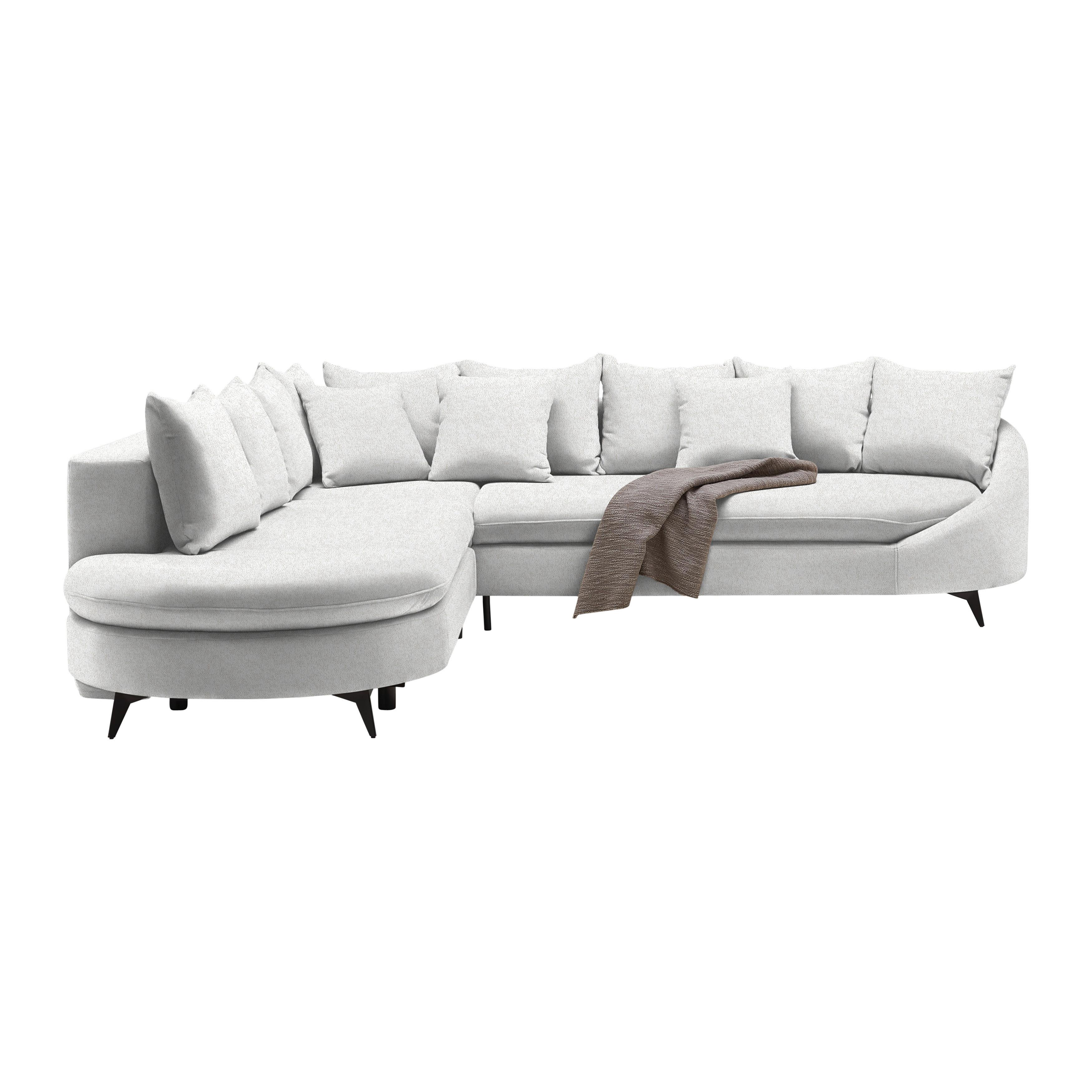 Rohová sedačka AXEL, levá, krémová tkanina - černá/krémová, Moderní, kov/textil (250/291cm) - Mömax