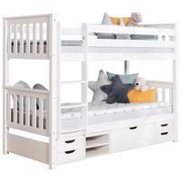 Etagenbett Sammy Weiß Kiefer Massiv 90 Cm Mit Stauraum - Weiß, MODERN, Holz (90/200cm) - MID.YOU