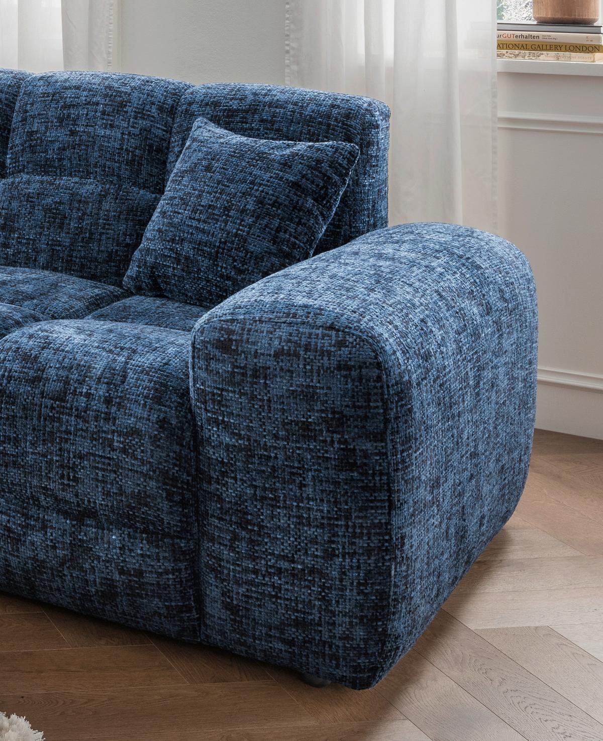 Ecksofa Bosco, Blau S: 152x301 cm - Blau/Schwarz, MODERN, Textil (152/301cm) - Livetastic