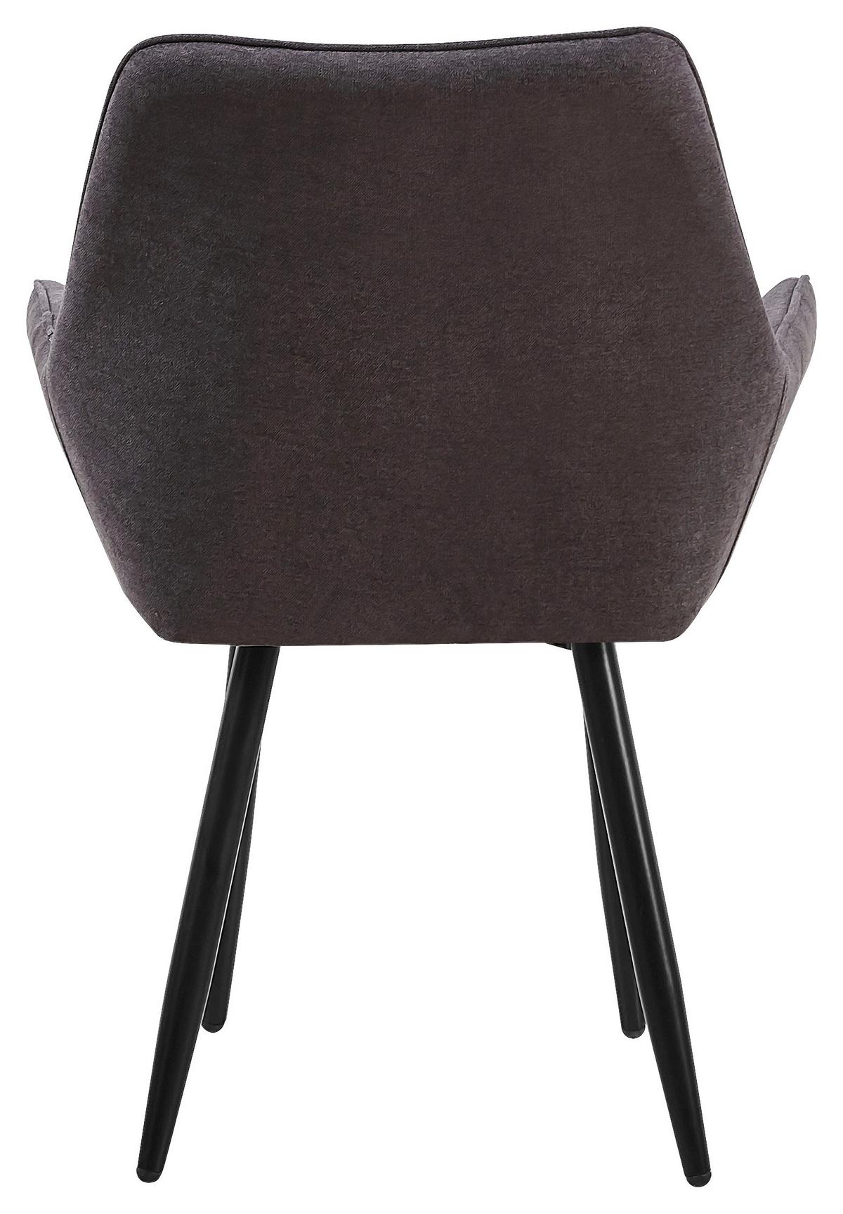 Armlehnstuhl Parker Dunkelgrau Gepolstert, Vintagelook - Dunkelgrau/Schwarz, MODERN, Textil/Metall (58/87/64cm) - MID.YOU
