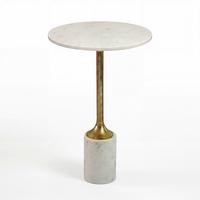 BEISTELLTISCH Weiß B: 37cm - Goldfarben/Weiß, Design, Stein/Metall (37/37/56cm) - MID.YOU
