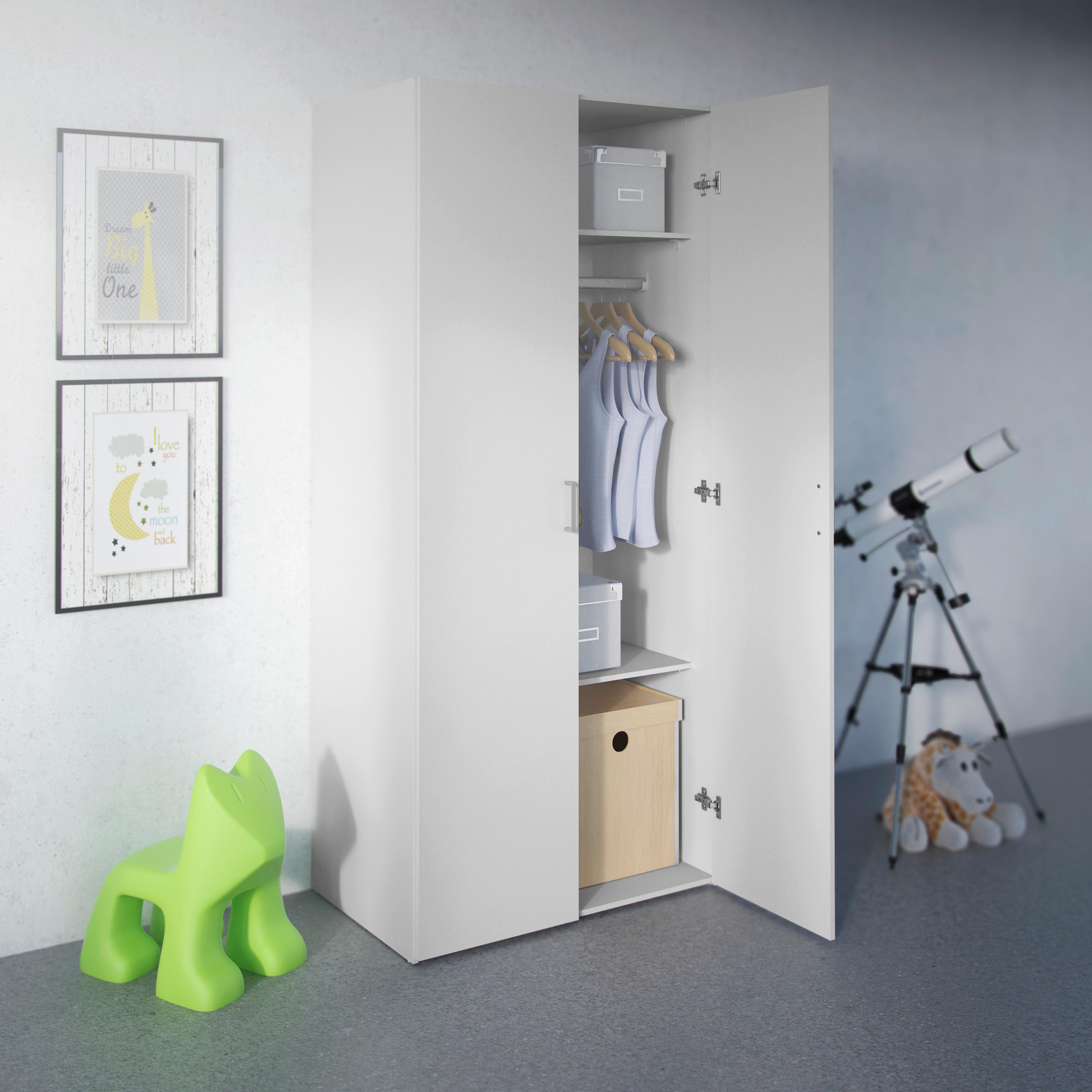 Kleiderschrank Space, Weiß, B: 77,6 Cm - Weiß, Basics, Holzwerkstoff (77,6/175,4/49,5cm) - MID.YOU