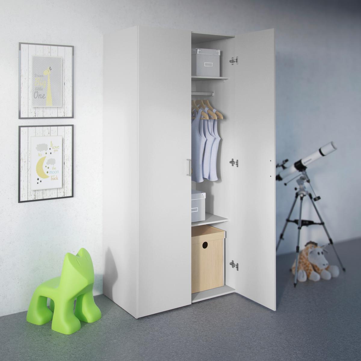 Kleiderschrank Space, Weiß, B: 77,6 Cm - Weiß, Basics, Holzwerkstoff (77,6/175,4/49,5cm) - MID.YOU