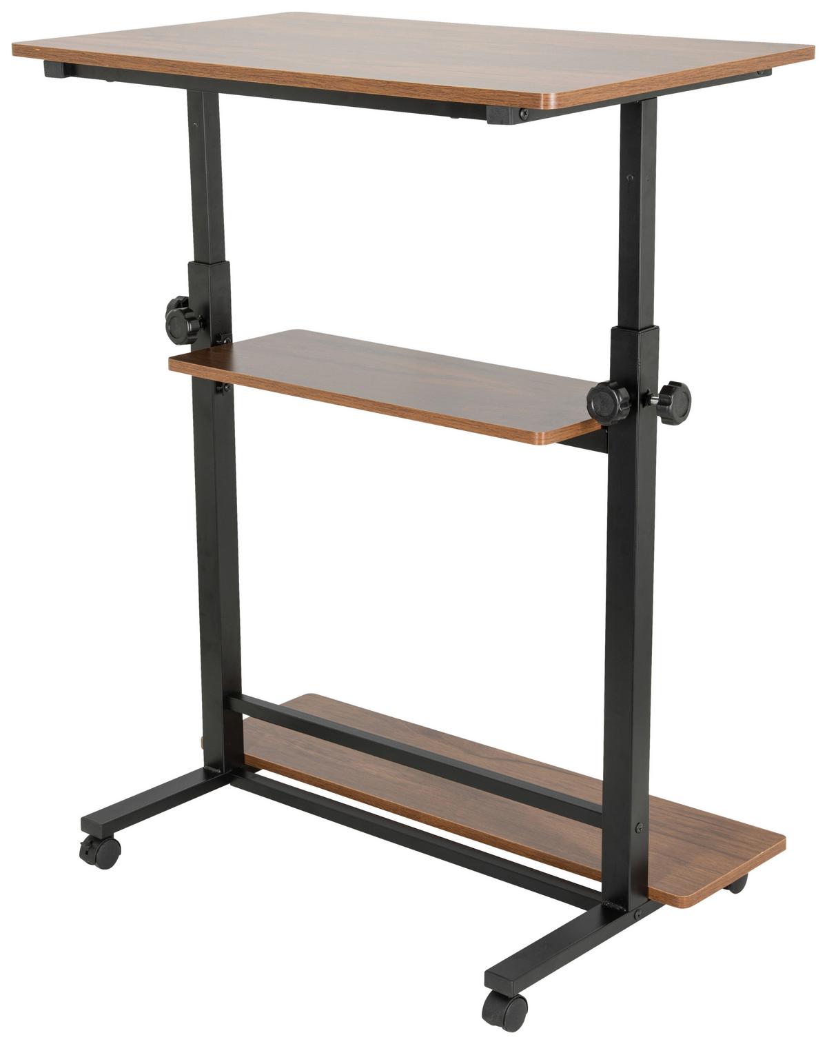 Schreibtisch Workstation II Schwarz/Walnuss Dekor - Walnussfarben/Schwarz, Basics, Holzwerkstoff/Kunststoff (80/80x120/50cm) - MID.YOU