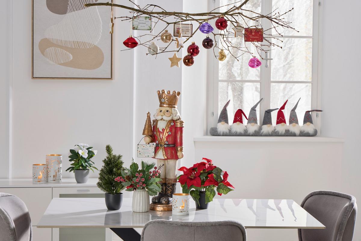 Kunstblume Weihnachtliche Pflanzen - Braun/Grün, KONVENTIONELL, Kunststoff (30cm)