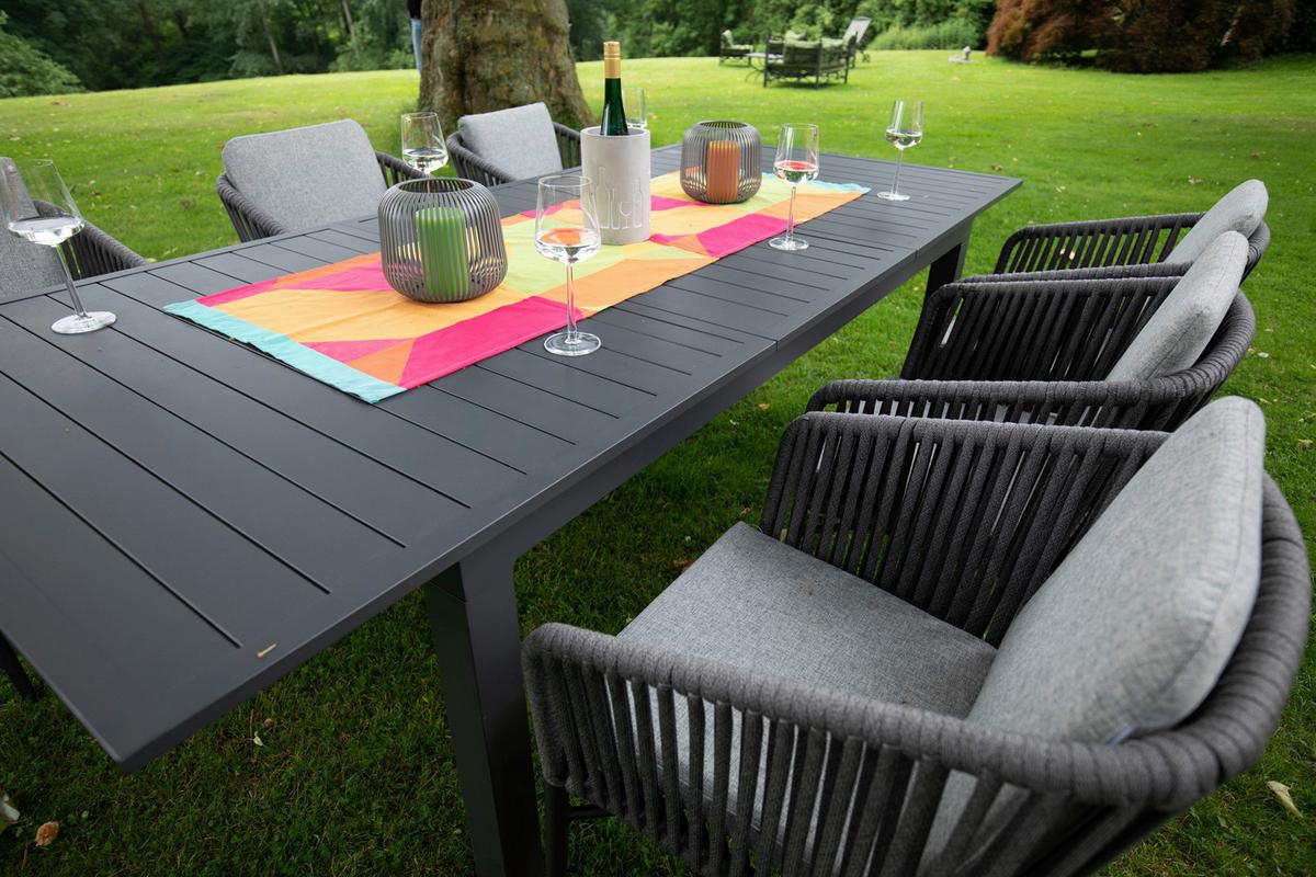Gartenmöbel Set 7-tlg. Metall/textil Mit Kissen - Anthrazit/Grau, Basics, Textil/Metall (180/240/100/70cm) - Gardenson