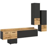 Wohnwand Goal - Eichefarben/Grau, Design, Holzwerkstoff (247/196/37cm) - Livetastic