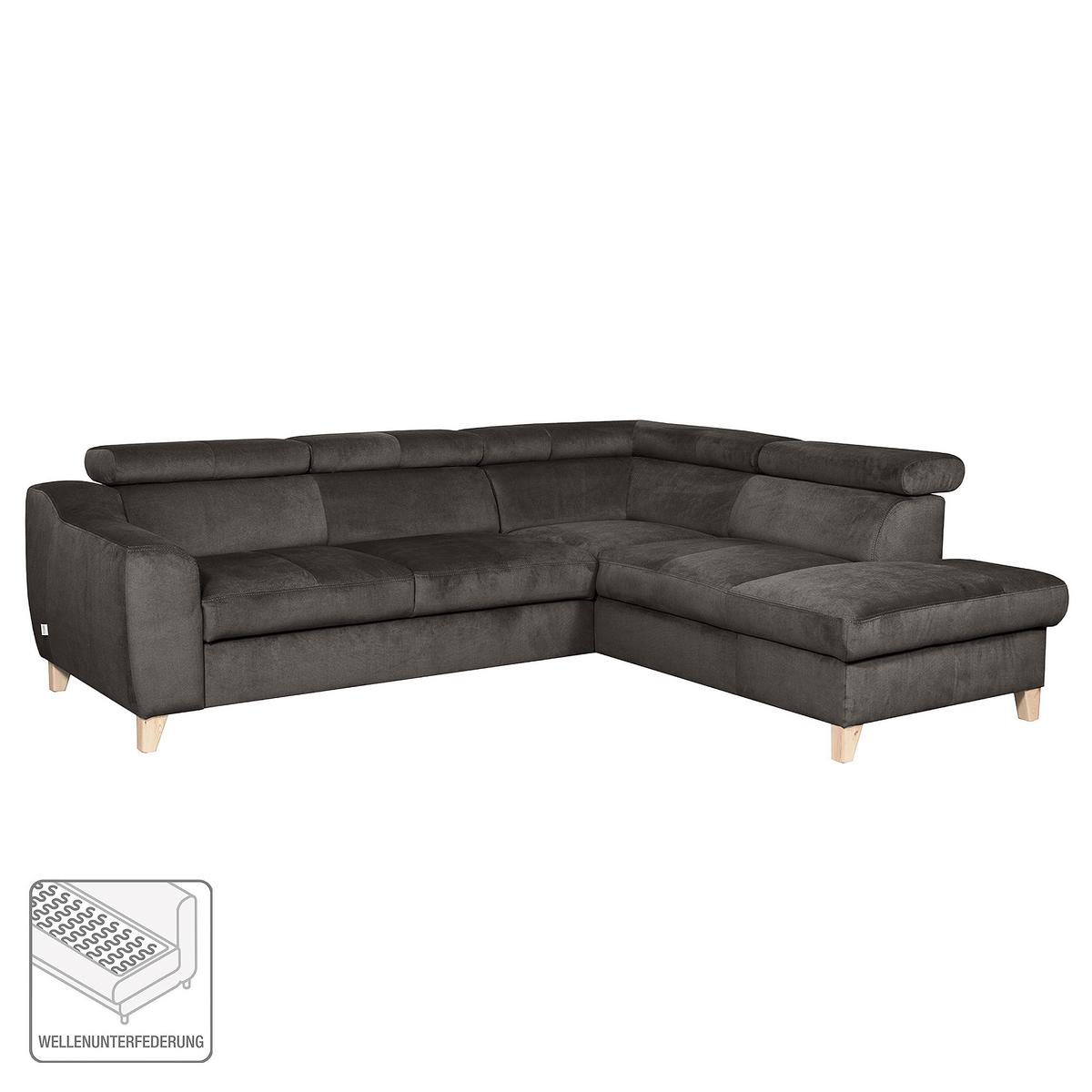 Ecksofa Aspen Webstoff Dunkelgrau 245x208 Cm - Dunkelgrau/Buchefarben, Design, Textil (245/208cm) - Livetastic