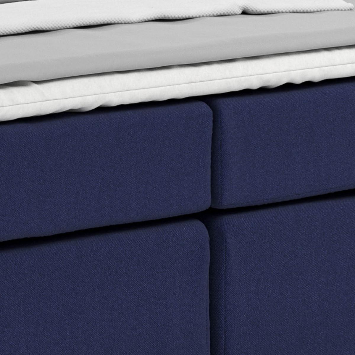 Postel Boxspring NERO 160x200 cm, modrá - barvy chromu/tmavě modrá, Konvenční, kov/textil (160/200cm)