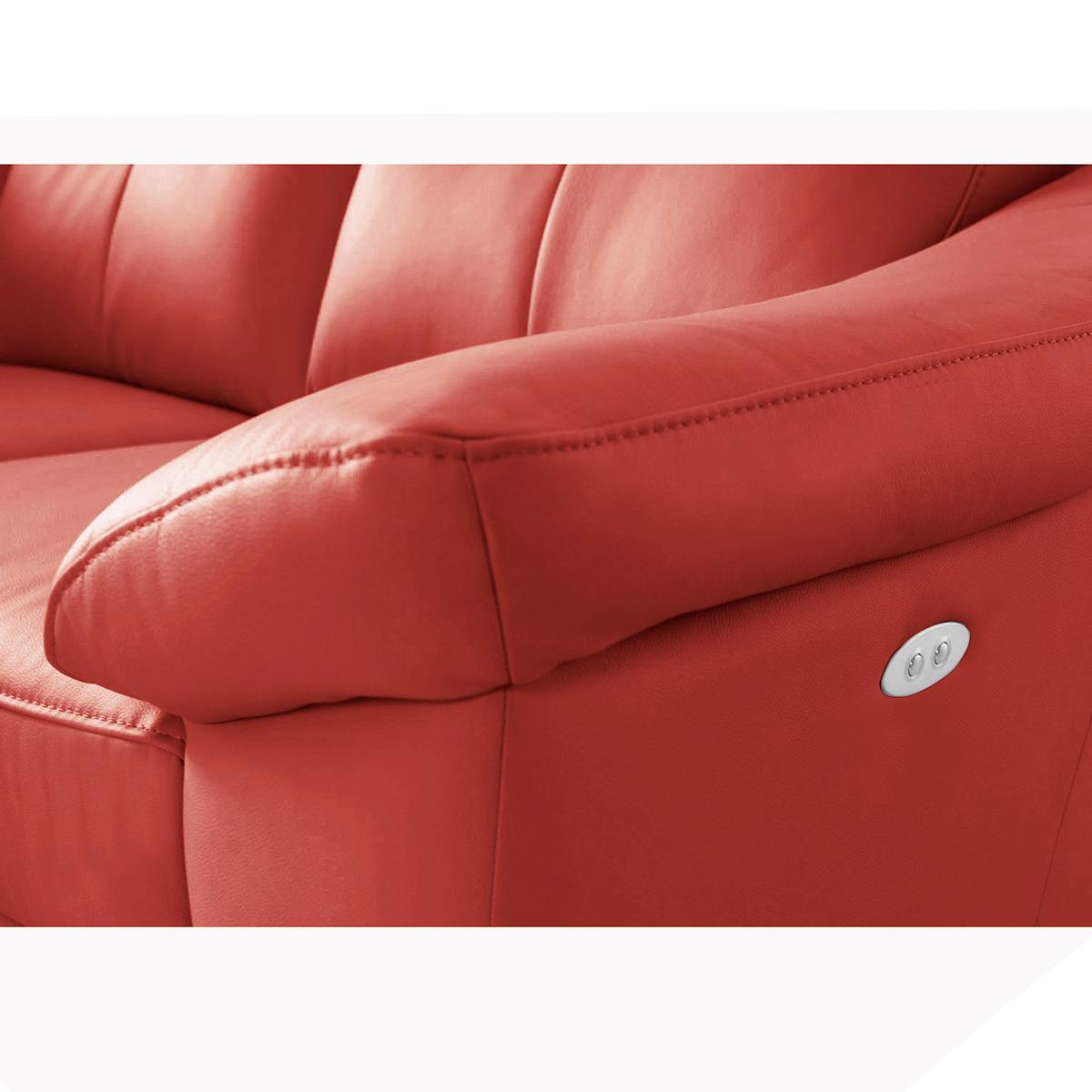 Ecksofa Luna Teilleder Rot 194x242 - Chromfarben/Rot, Design, Leder/Textil (194/242cm) - Livetastic