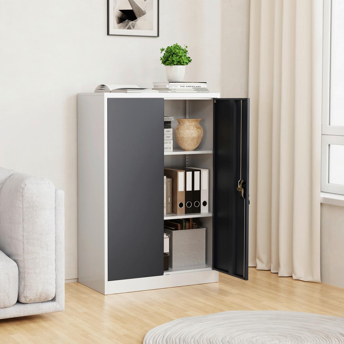 Aktenschrank Malivo Weiß/Anthrazit B: 80cm - Anthrazit/Weiß, KONVENTIONELL, Metall (80/120/40cm) - MID.YOU