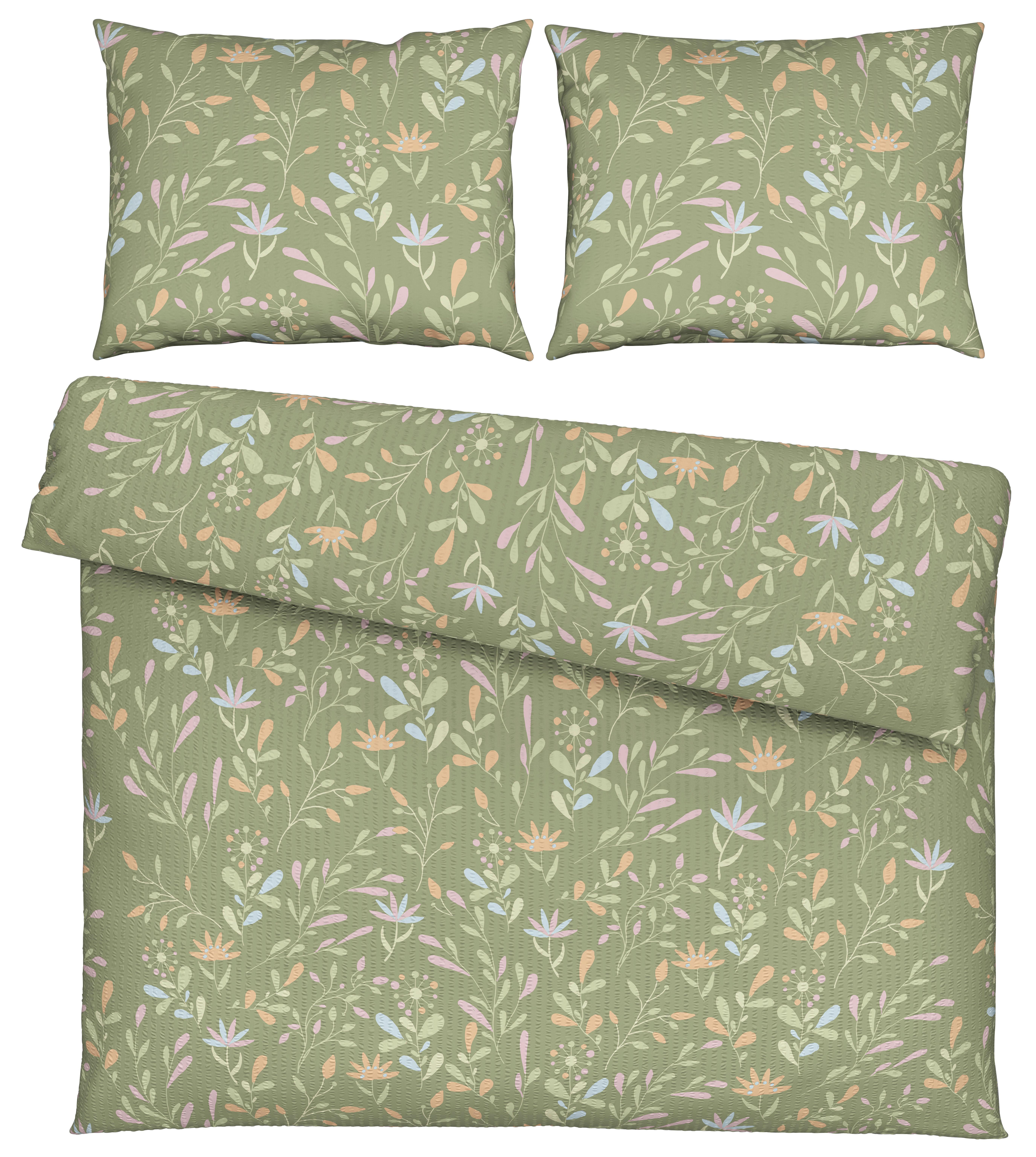 Povlečení Marina XXL, 2x70/90 200/220cm - zelená, Konvenční, textil (200/220cm) - Mömax