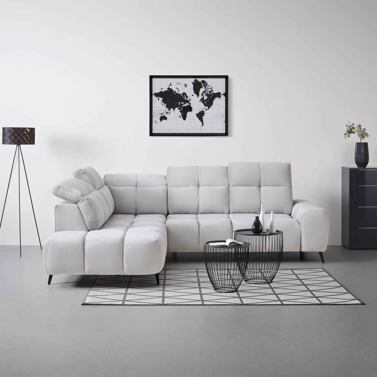 Elektrická sedačka SILVIO, levá, světle šedá - černá/světle šedá, Moderní, kov/textil (225/275cm) - Mömax