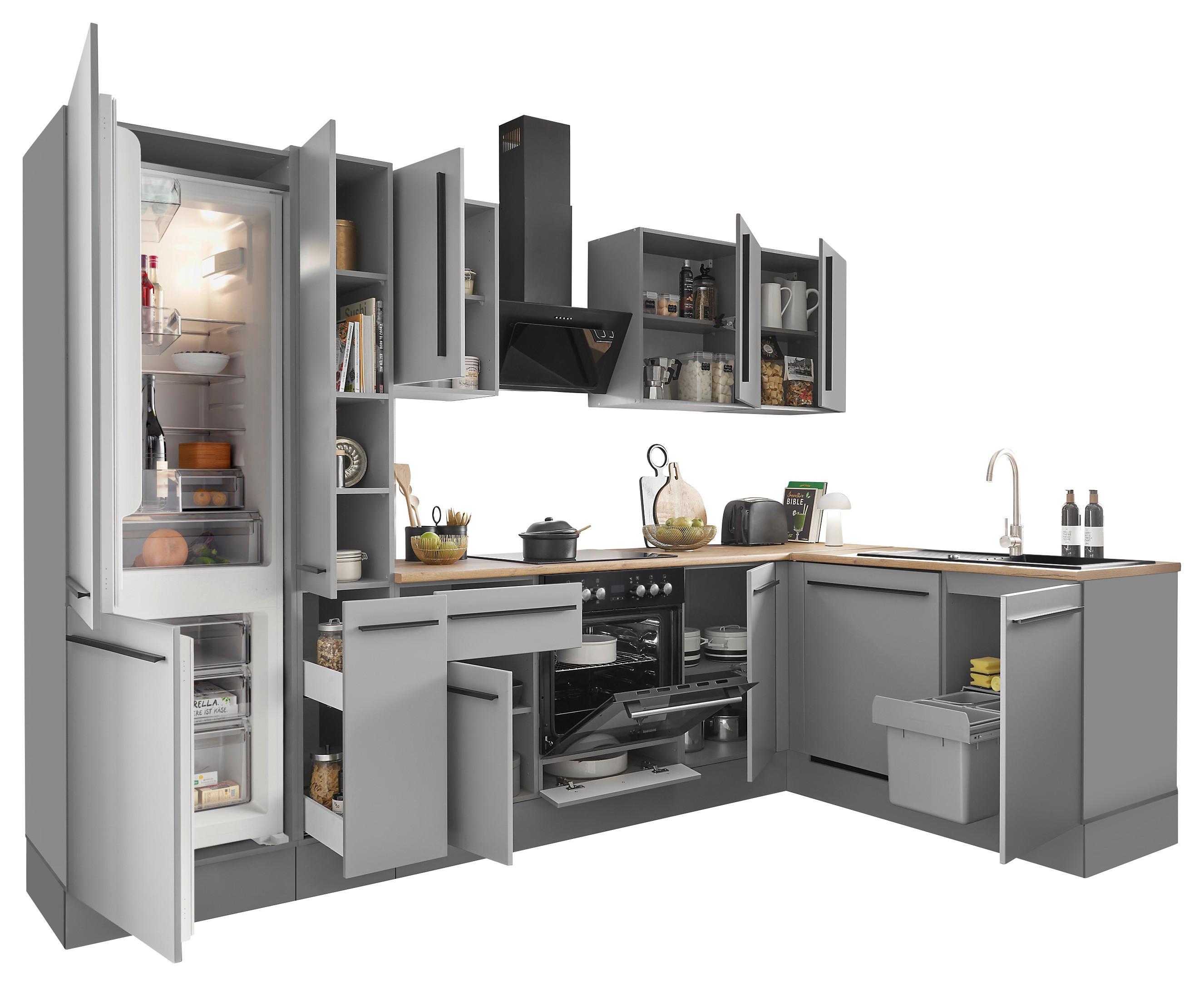 Eckküche Denver Grau/Eiche Dekor 310x175 cm - Eichefarben/Grau, Design, Holzwerkstoff (310/175cm) - MID.YOU