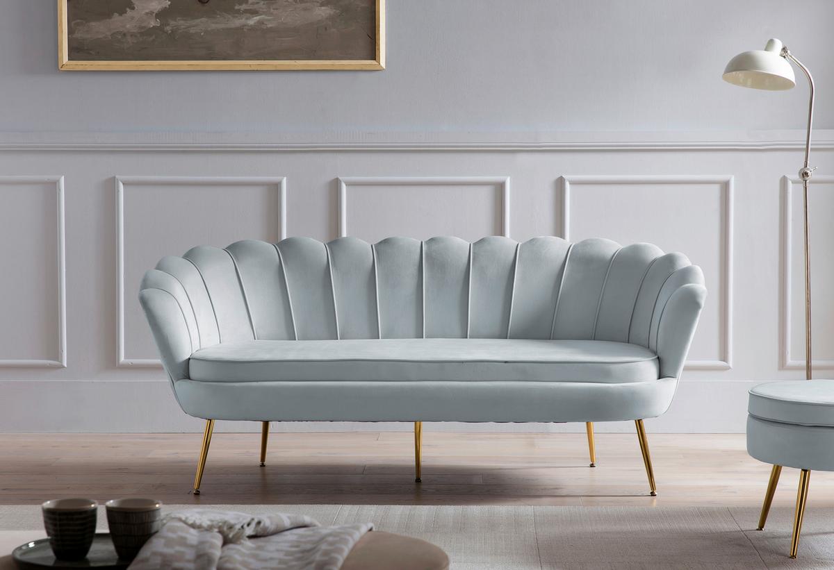 3-sitzer-sofa Hellgrau B: 180 Cm - Goldfarben/Hellgrau, MODERN, Textil (180/78/76cm) - Livetastic