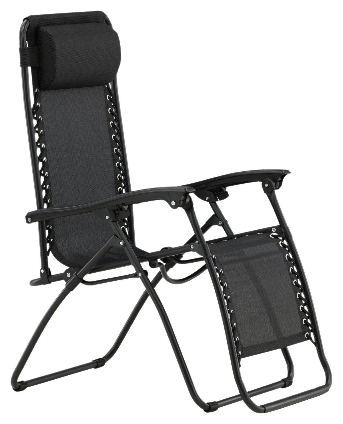 Garten-Relaxsessel Melker - Schwarz, KONVENTIONELL, Kunststoff/Textil (68/112/90cm) - Gardenson