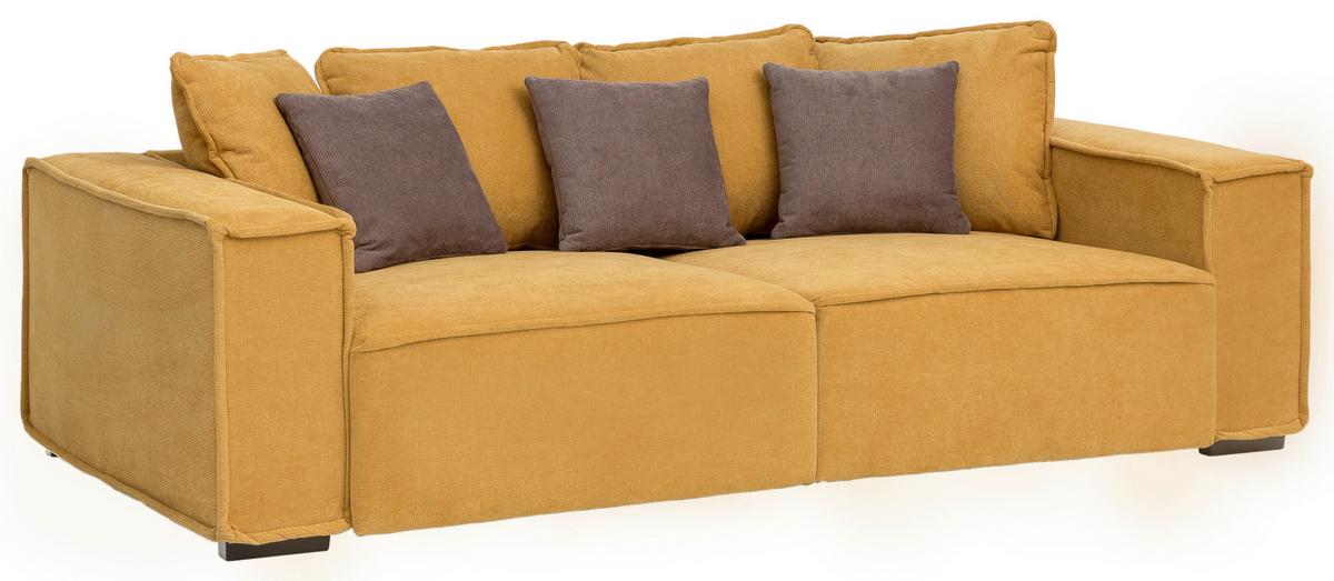 Bigsofa mit Kissen Surf, Webstoff - Taupe/Gelb, MODERN, Holz/Textil (244/62/117cm) - Luca Bessoni