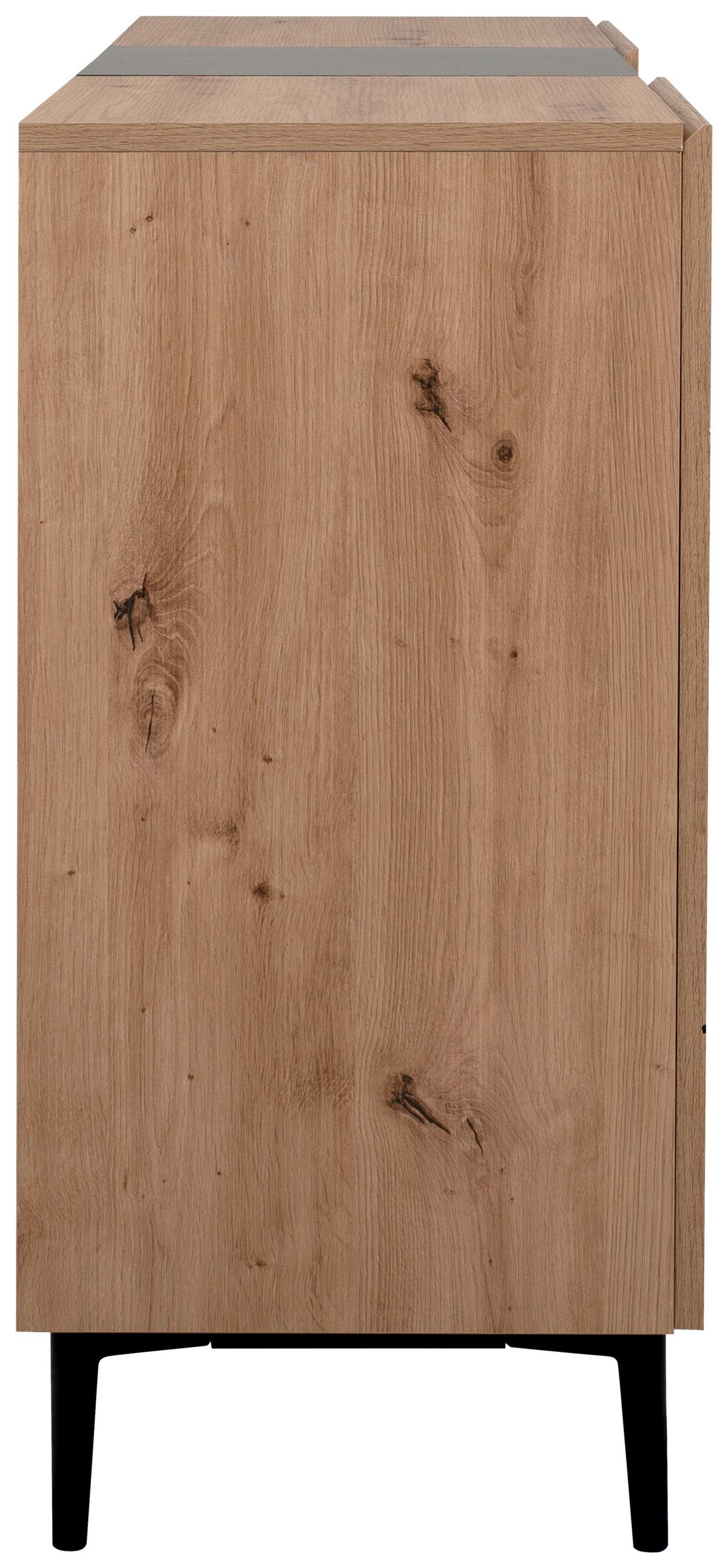 Kommode B 120 Cm Nola, Eiche Dekor/schwarz - Eichefarben/Schwarz, KONVENTIONELL, Holzwerkstoff (120/90/42cm) - MID.YOU