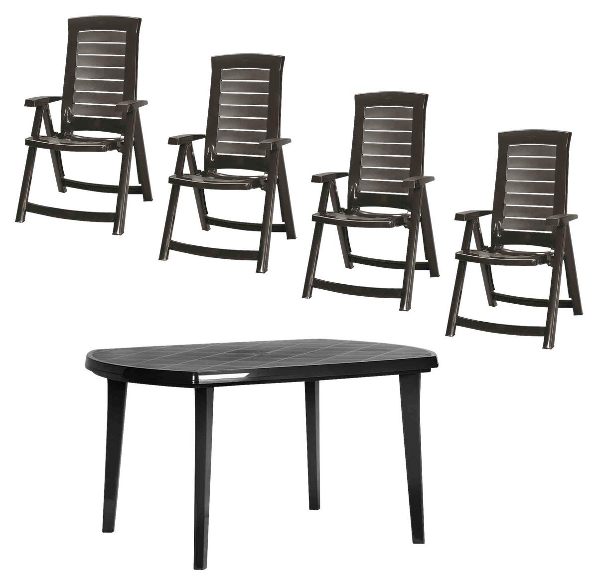 Gartenset N01356 - Graphitfarben/Grau, KONVENTIONELL, Kunststoff - Siena Garden