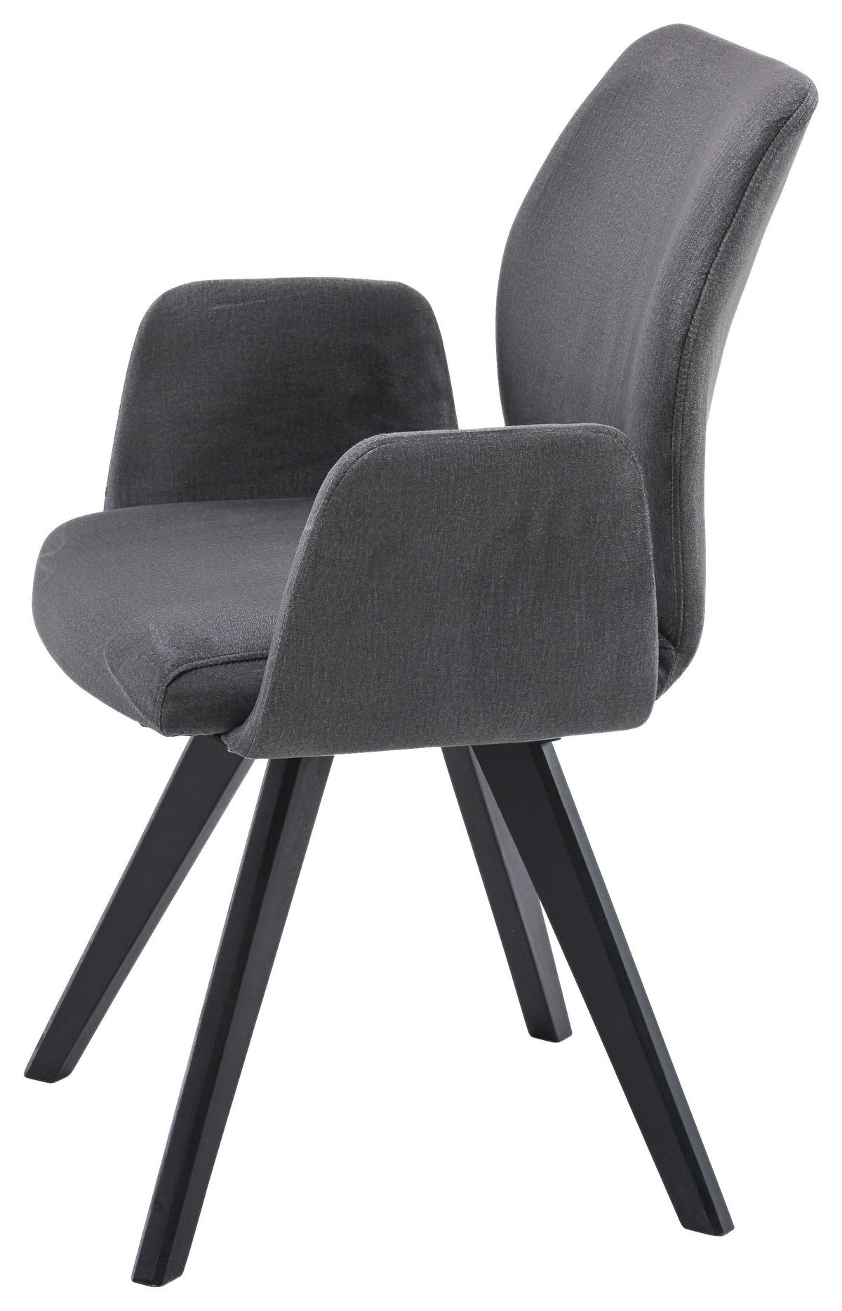 Armlehnstuhl Neva 1 Grau Buche Massiv, B: 63 Cm - Schwarz/Grau, KONVENTIONELL, Holz/Textil (63/88/62cm)