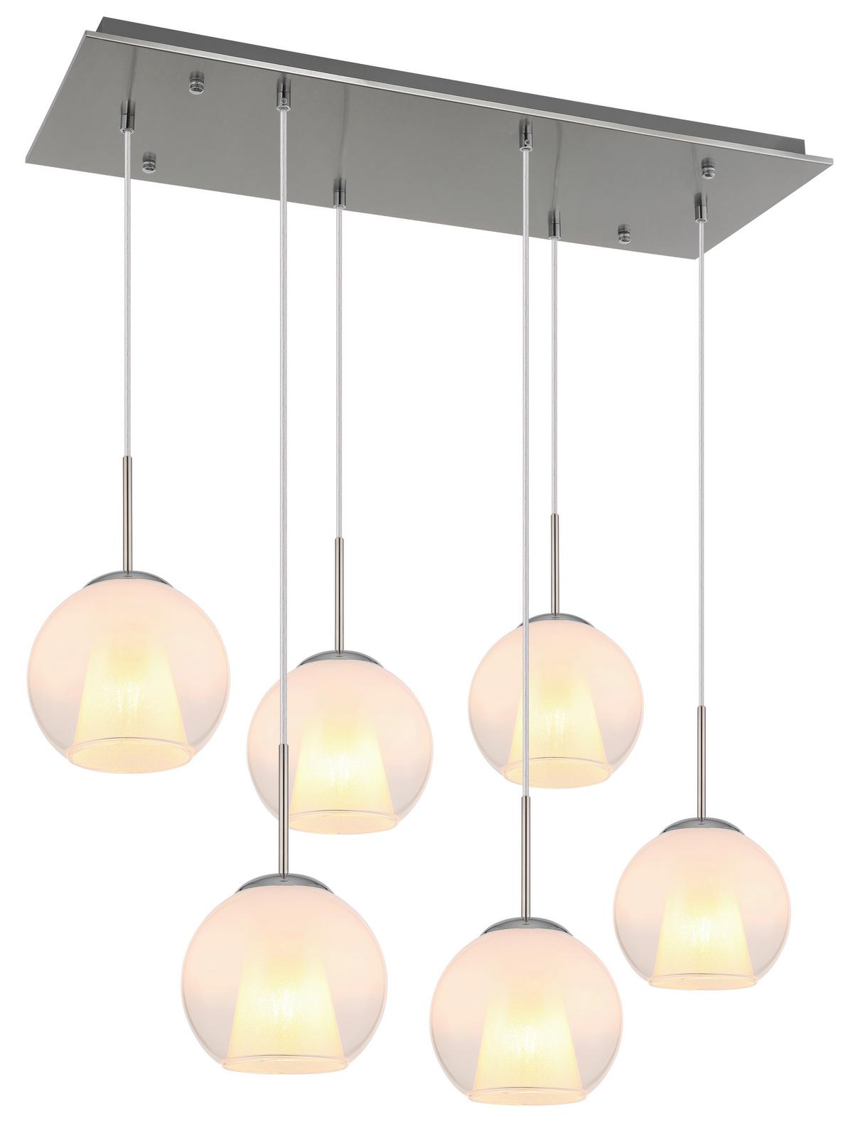 Hängeleuchte Exkl. 6xe27 - Klar/Chromfarben, Basics, Glas/Kunststoff (90/38/120cm) - Globo