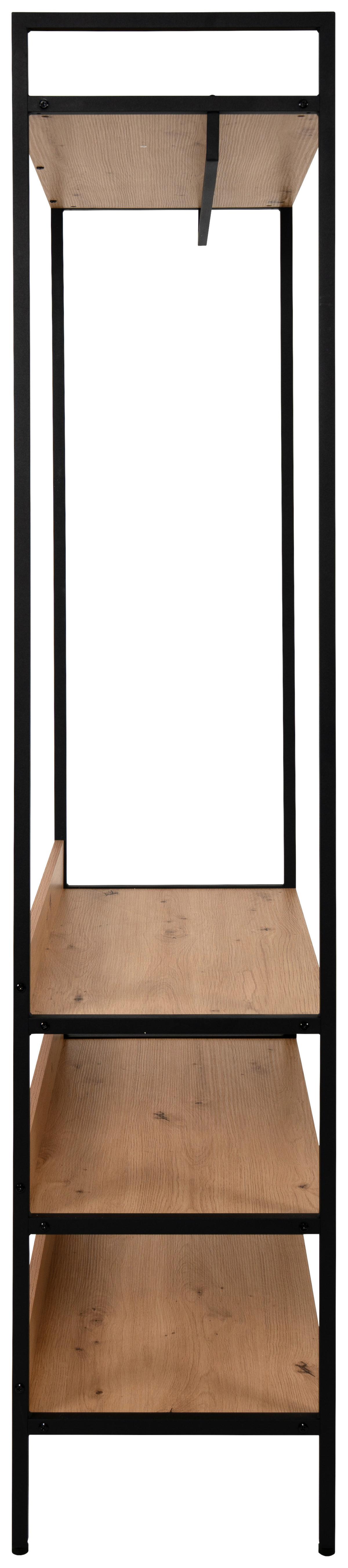 Garderobe Dhaka Eichefarben/schwarz B: 84 Cm - Eichefarben/Schwarz, MODERN, Holzwerkstoff/Metall (84/190/40cm)