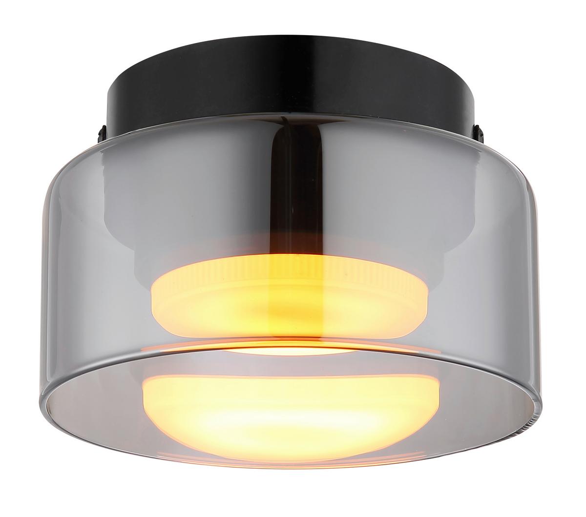 LED-Deckenleuchte 1800k, 6w, 400lm - Schwarz/Grau, Design, Glas/Metall (13/8,5cm) - Globo