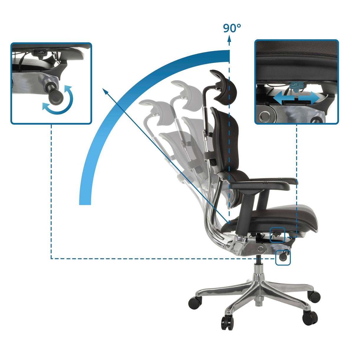 Drehstuhl Erdohuman Gen2 Schwarz B: 78 cm - Silberfarben/Schwarz, MODERN, Kunststoff/Textil (78/117-136/64cm) - MID.YOU