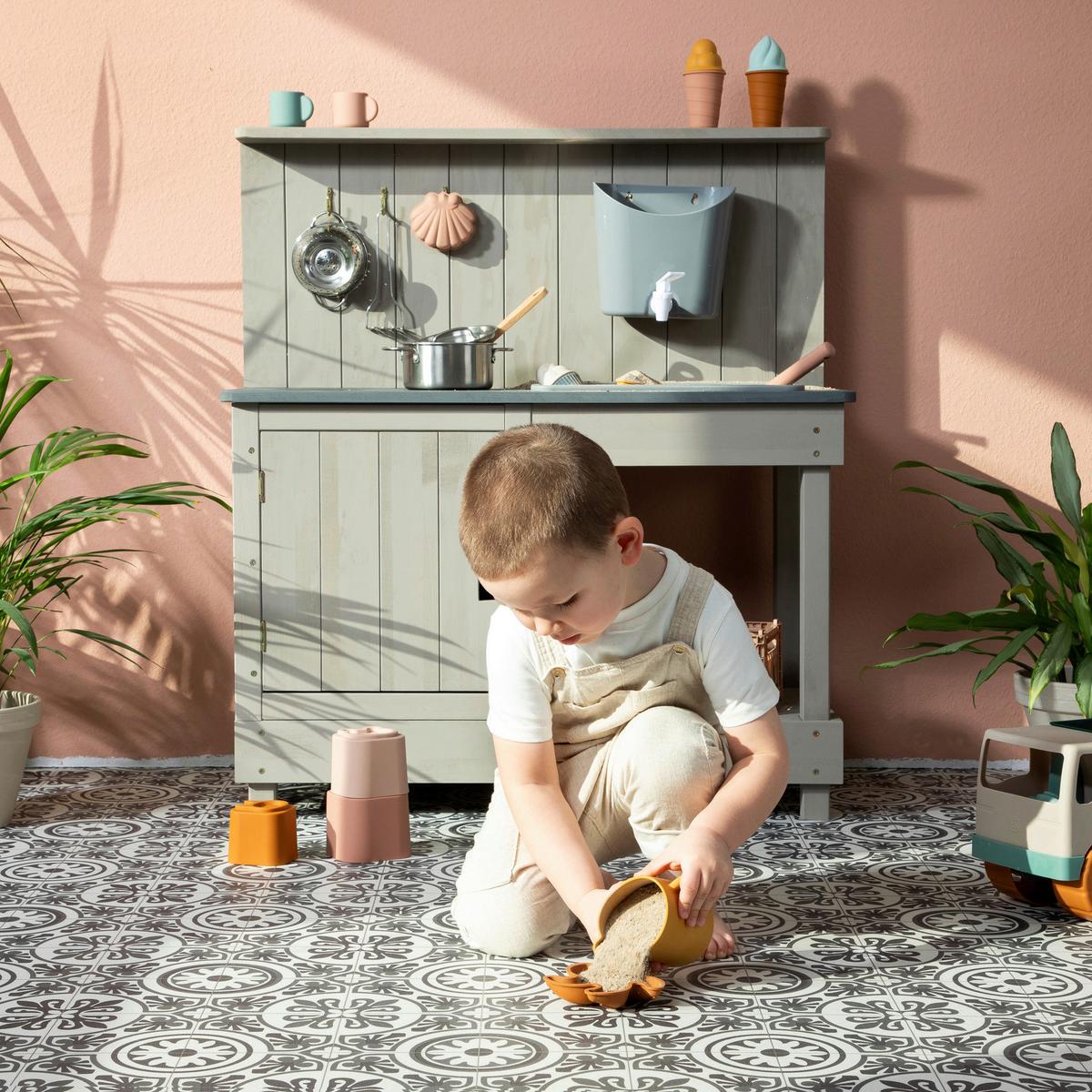 Matschküche Muddy Buddy - Hellgrau, Basics, Holz (80/40/90cm) - MUDDY BUDDY