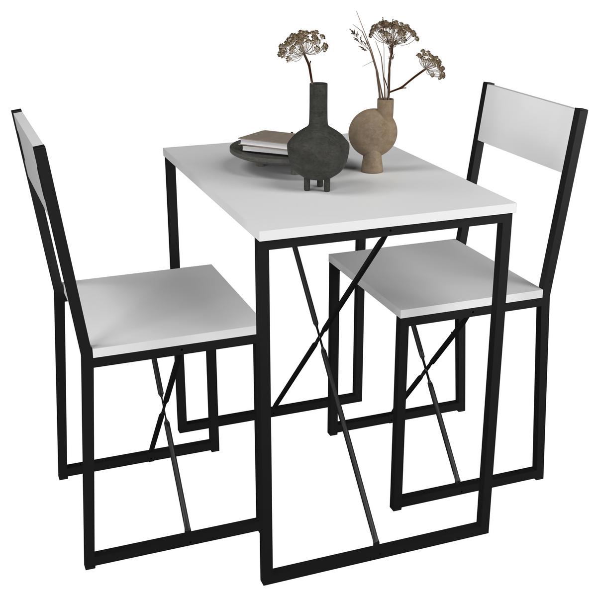 Esstisch Insasi Schwarz, Weiß L: 72,8cm - Schwarz/Weiß, Design, Holzwerkstoff/Metall (72,8/52,7/84,7cm) - MID.YOU