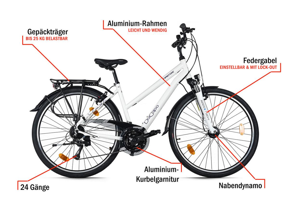 Trekkingrad Damen 28 Zoll - Weiß, Basics, Metall (25/140/60cm)